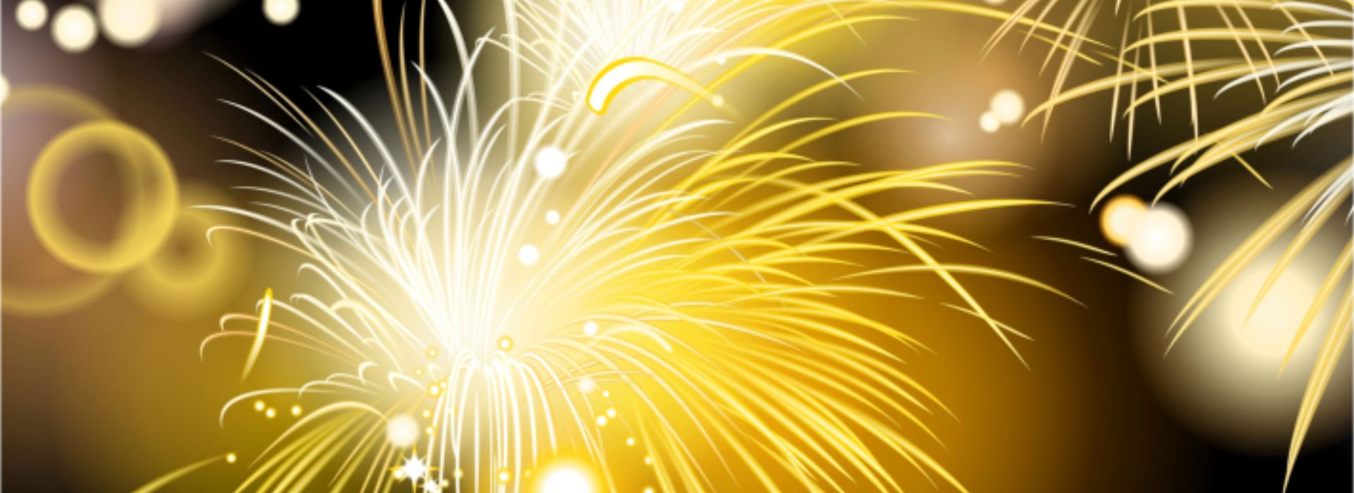 Goldenes Feuerwerk als Motiv für Silvester im Hotel Bercher